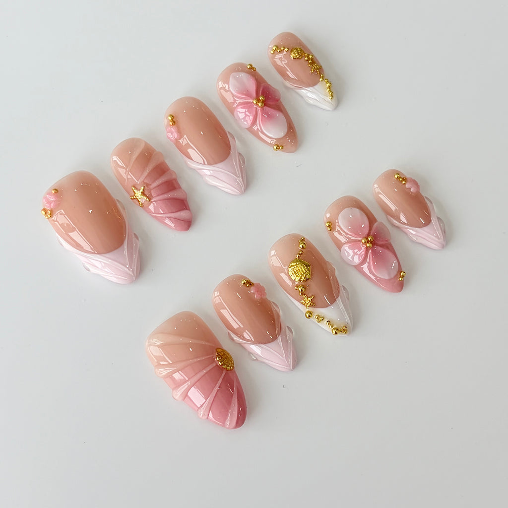 White Blossom Handmade Press-On Nails