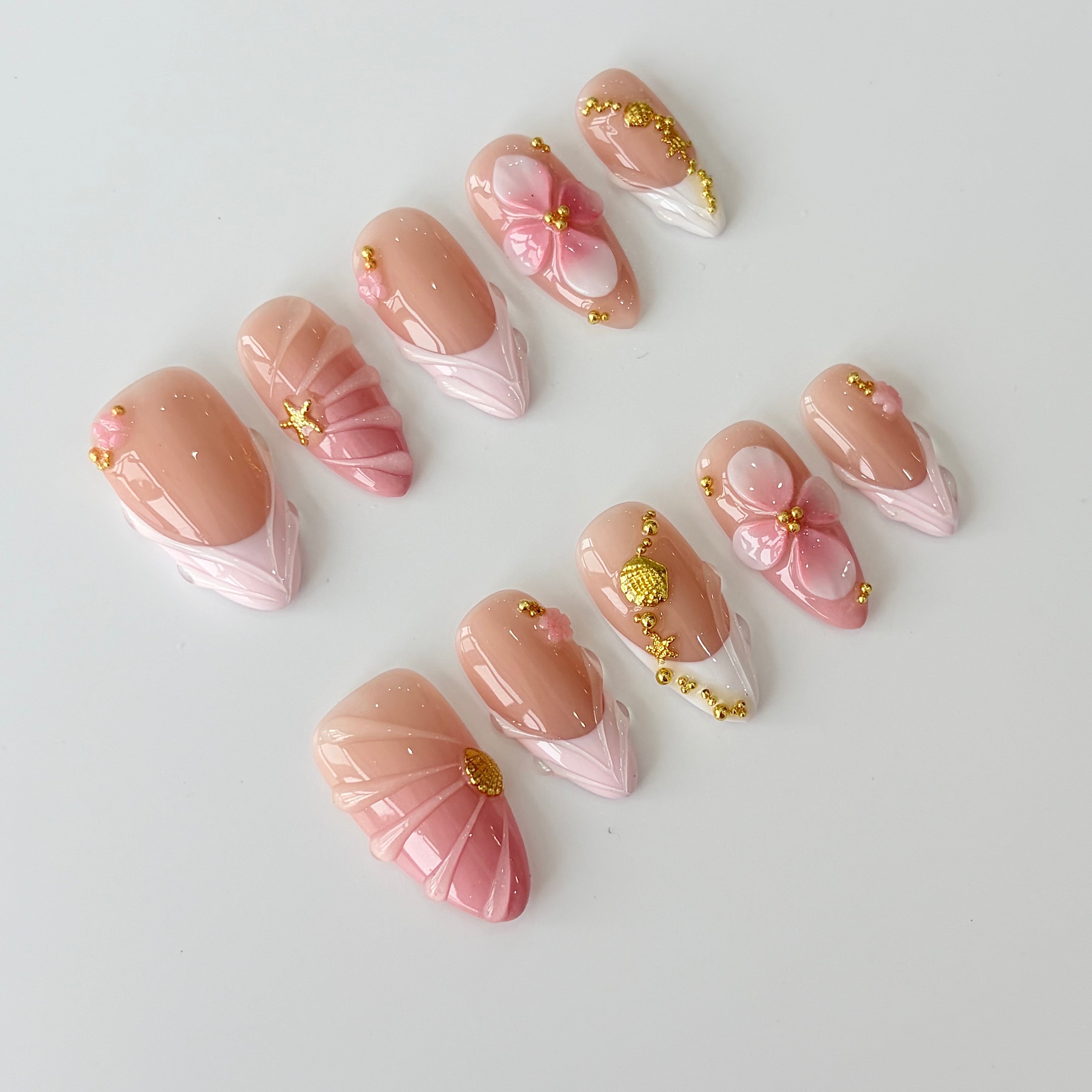 White Blossom Handmade Press-On Nails