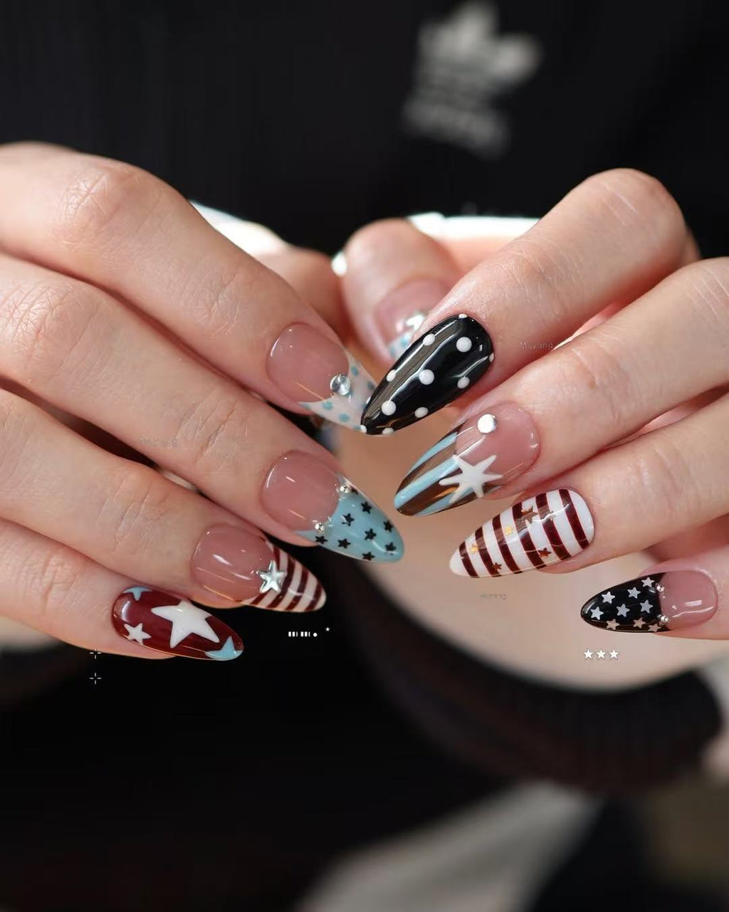 Stars & Stripes 4th of July Handmade Press-On Nails