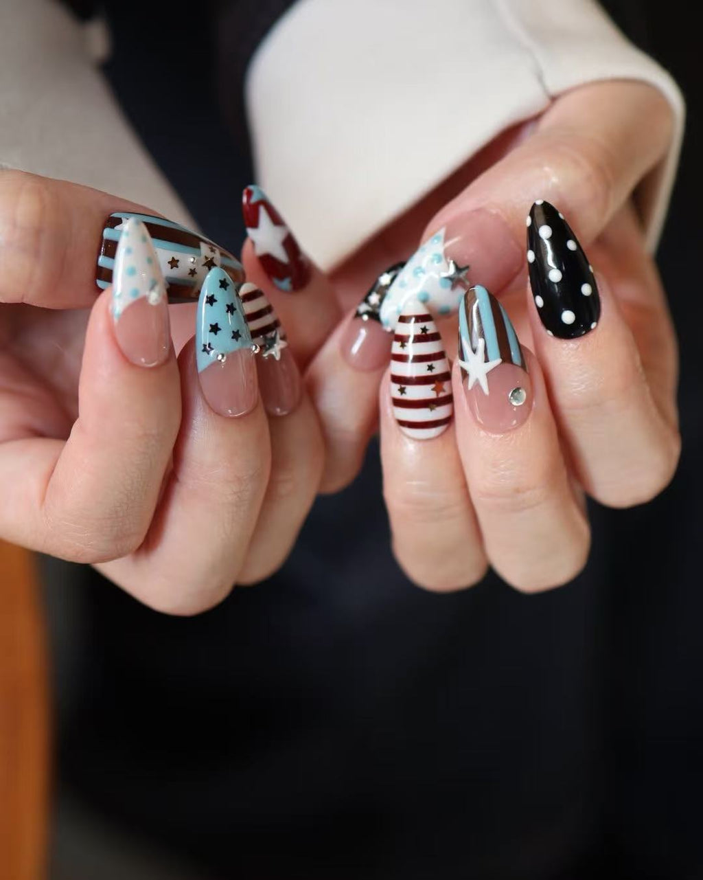 Stars & Stripes 4th of July Handmade Press-On Nails