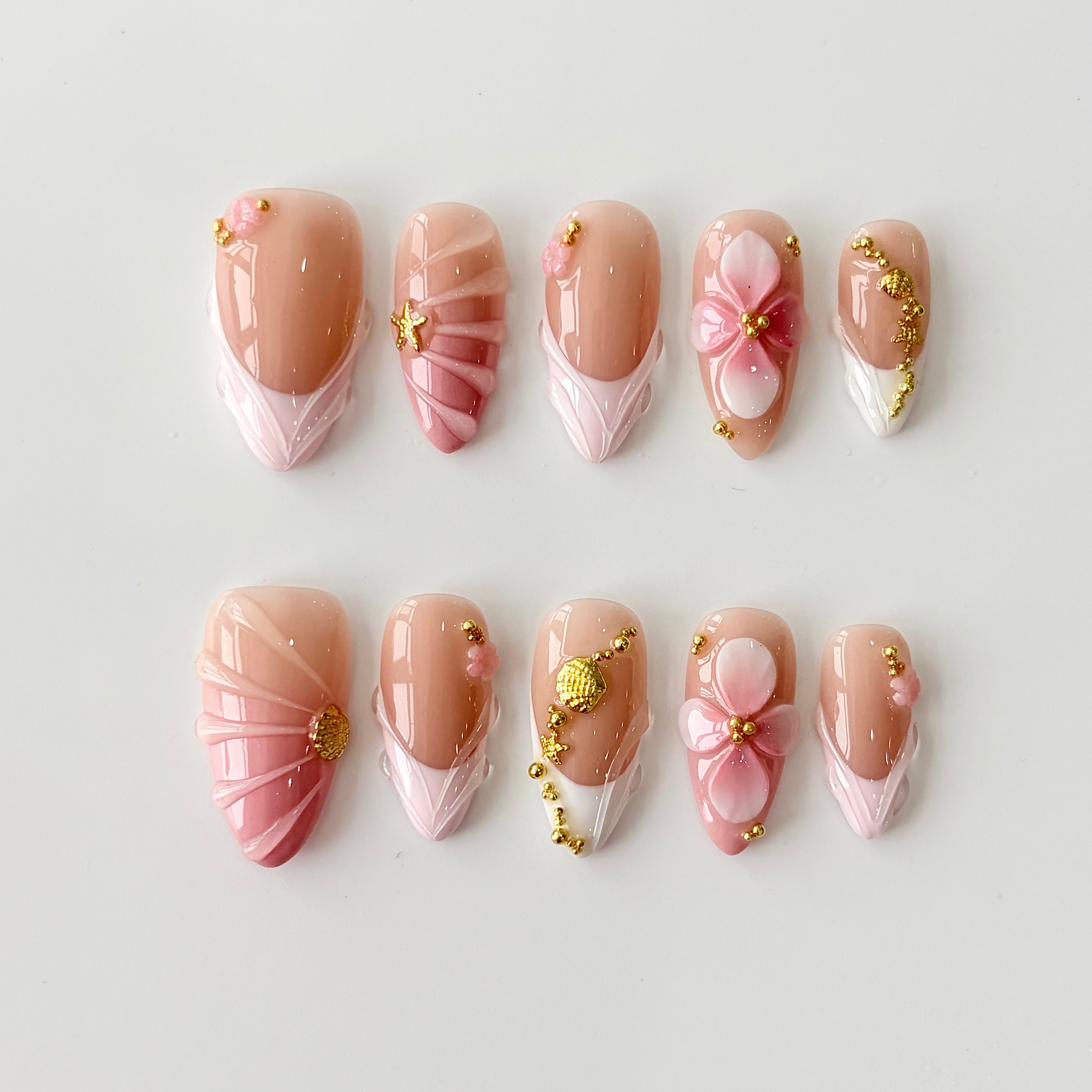 White Blossom Handmade Press-On Nails