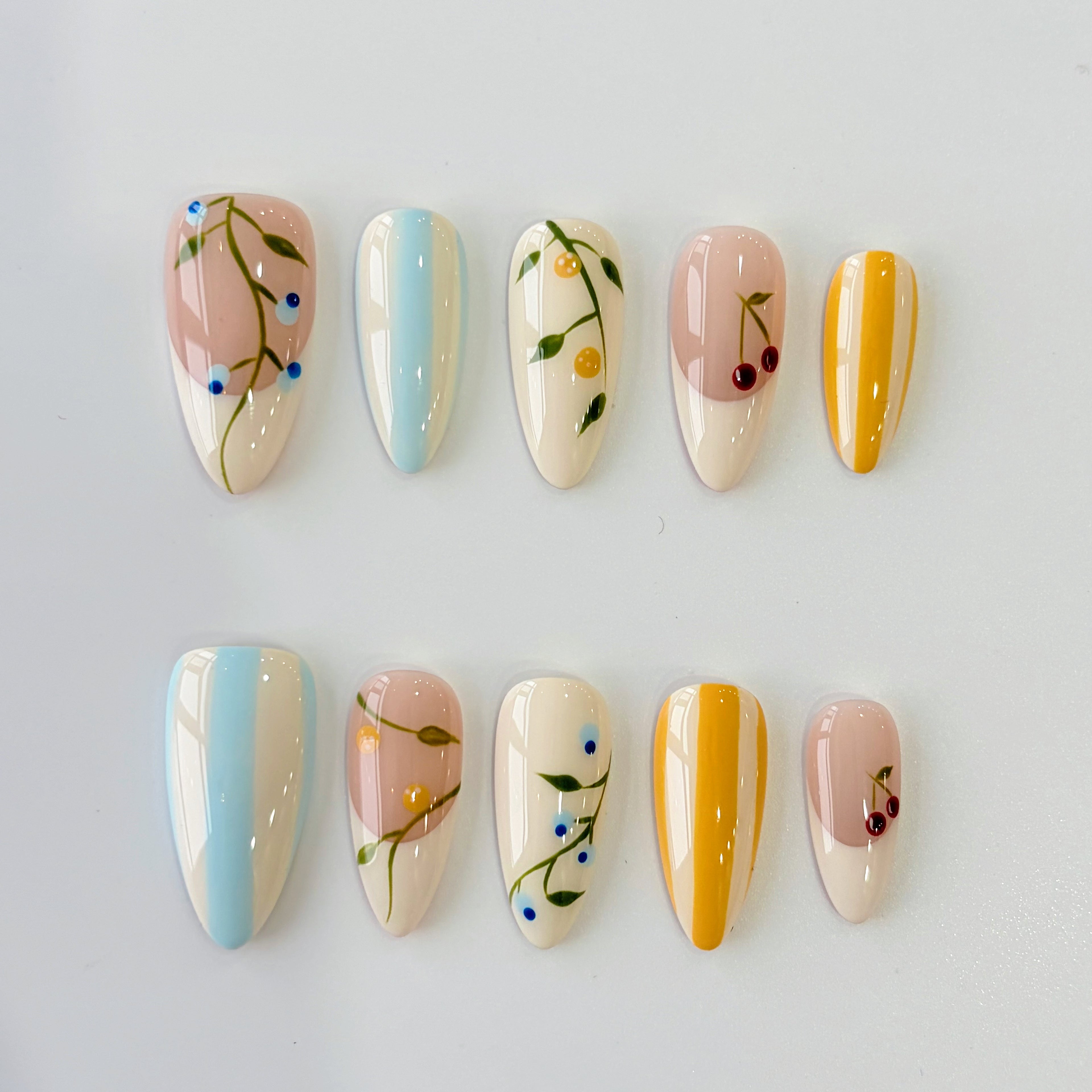 Summer Fruit Garden Handmade Press-On Nails