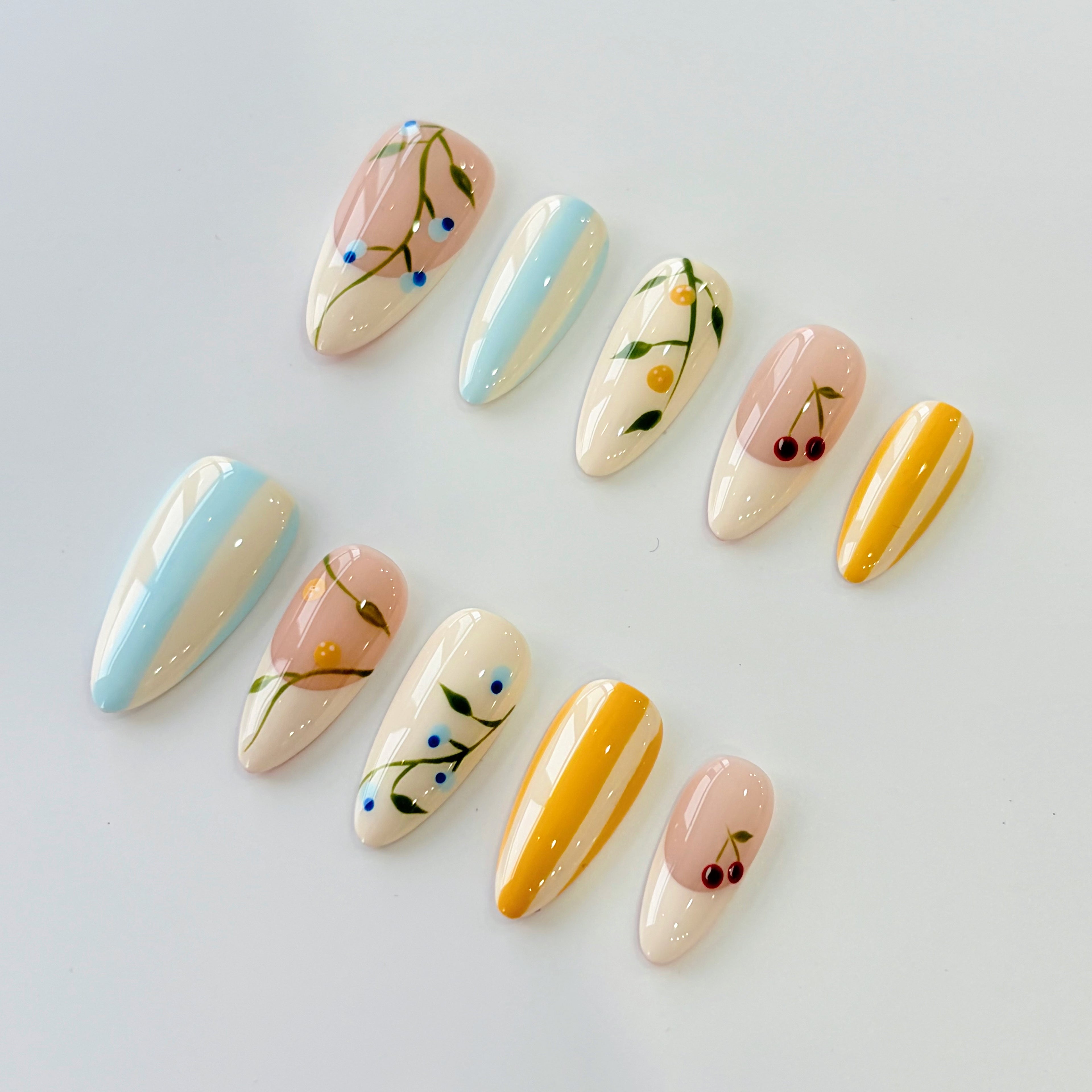 Summer Fruit Garden Handmade Press-On Nails