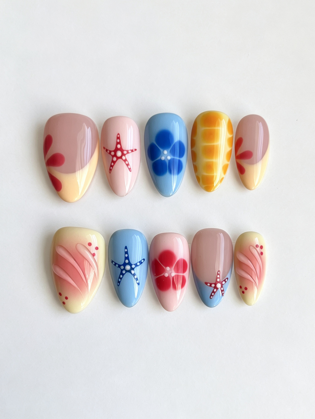 Ocean Summer Handmade Press-On Nails